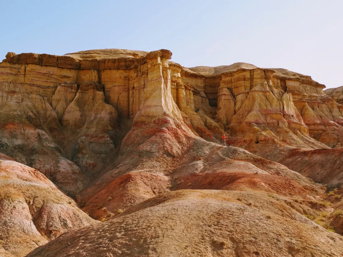 Red and white striped cliffs